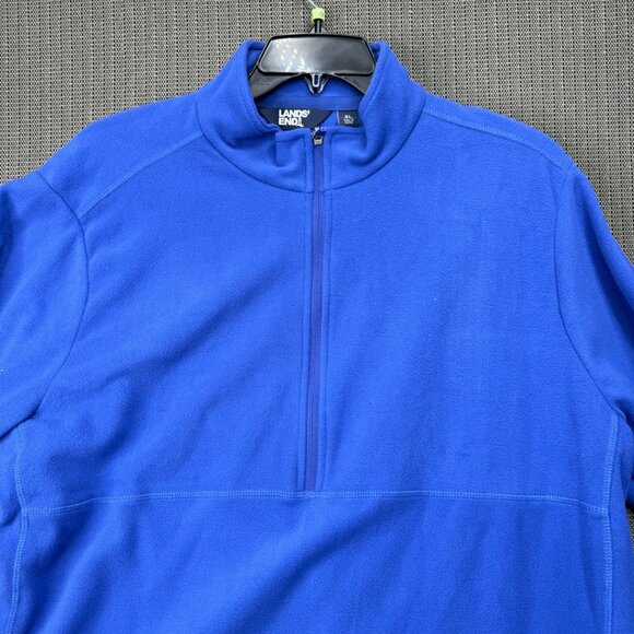 Lands End Mens XL Blue Fleece Pullover Quarter-Zip Jacket - Picture 8 of 10